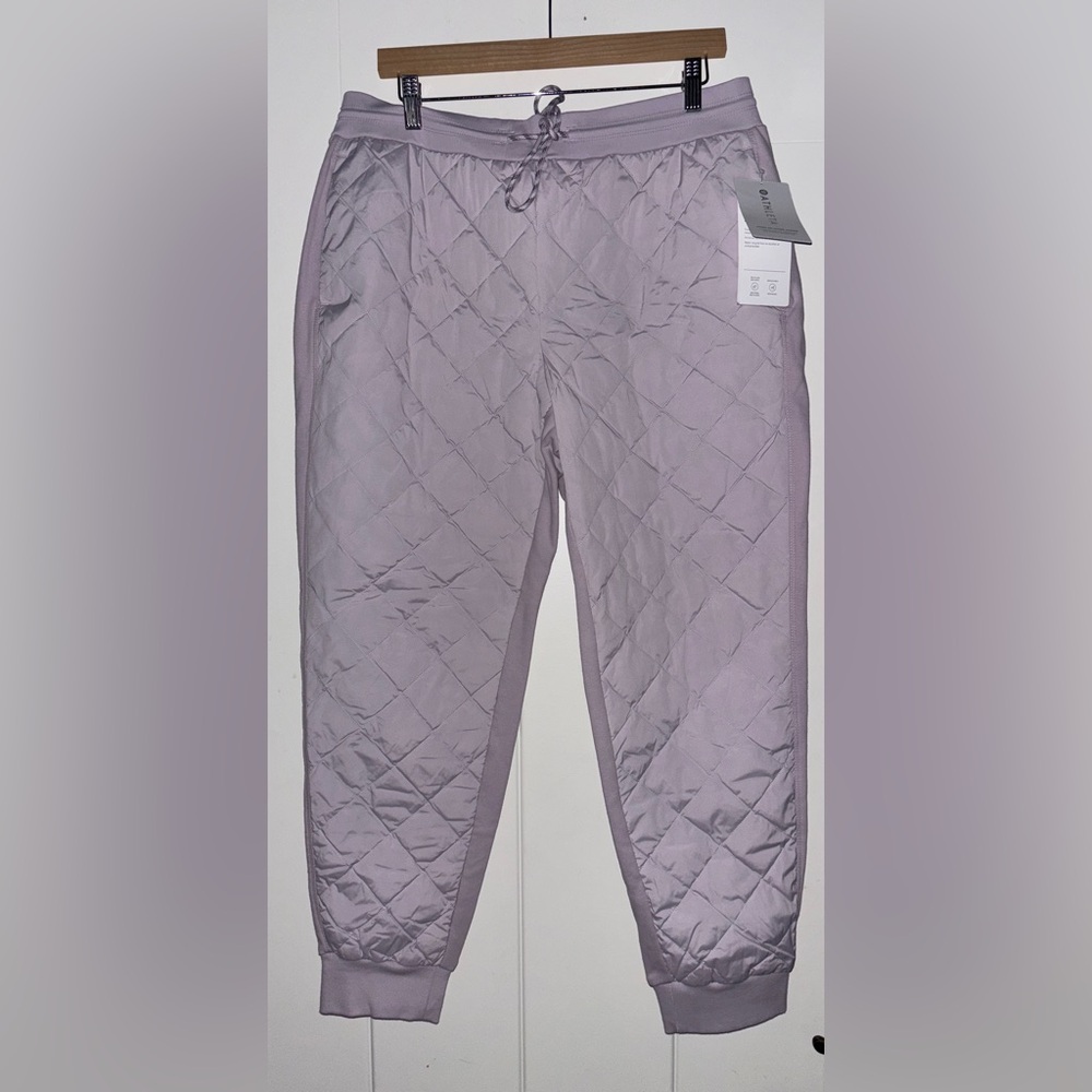 ATHLETA Lavender Apres Ski Down Quilted Jogger Pant Women 16 Shasta Purple NEW